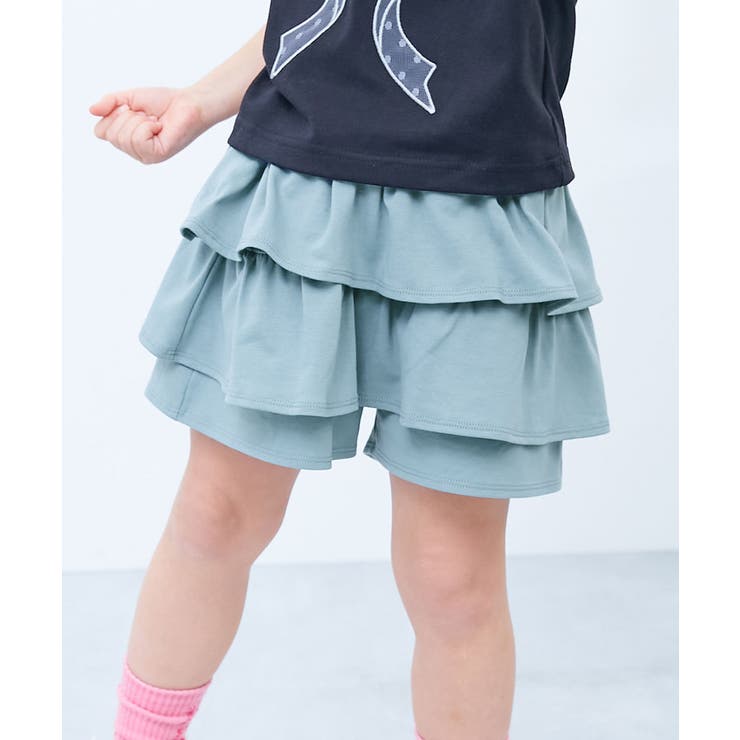 004-ダスティブルー | 片側ポケット付き 1分丈 ティアードスカパン | devirock