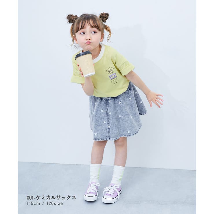 ハート刺繍 ライトオンスデニムスカッツ 子供服 | devirock | 詳細画像5 