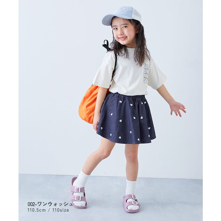 ハート刺繍 ライトオンスデニムスカッツ 子供服 | devirock | 詳細画像6 