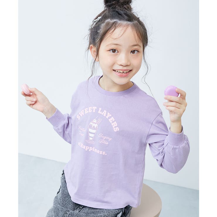 005-パフェ-Sバイオレット | 綿100％ デビラボガールズ プリント長袖Tシャツ | devirock