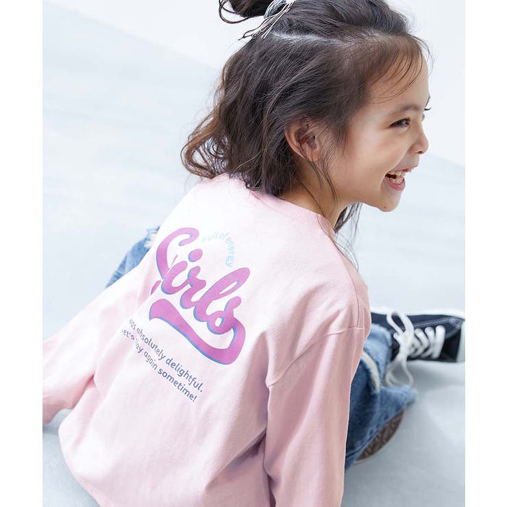 010-ロゴ2-さくらピンク | 綿100％ デビラボガールズ プリント長袖Tシャツ | devirock