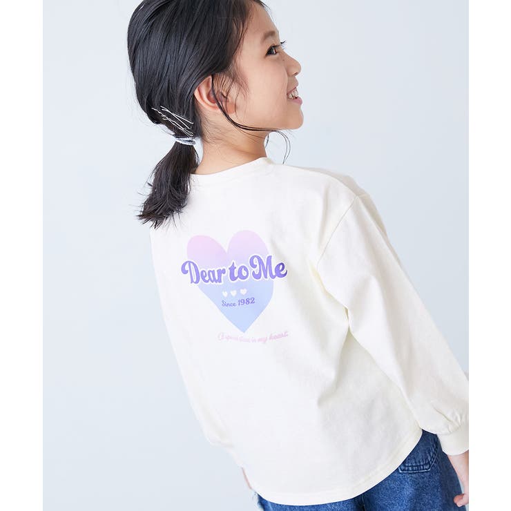 011-ハート2-オフホワイト | 綿100％ デビラボガールズ プリント長袖Tシャツ | devirock