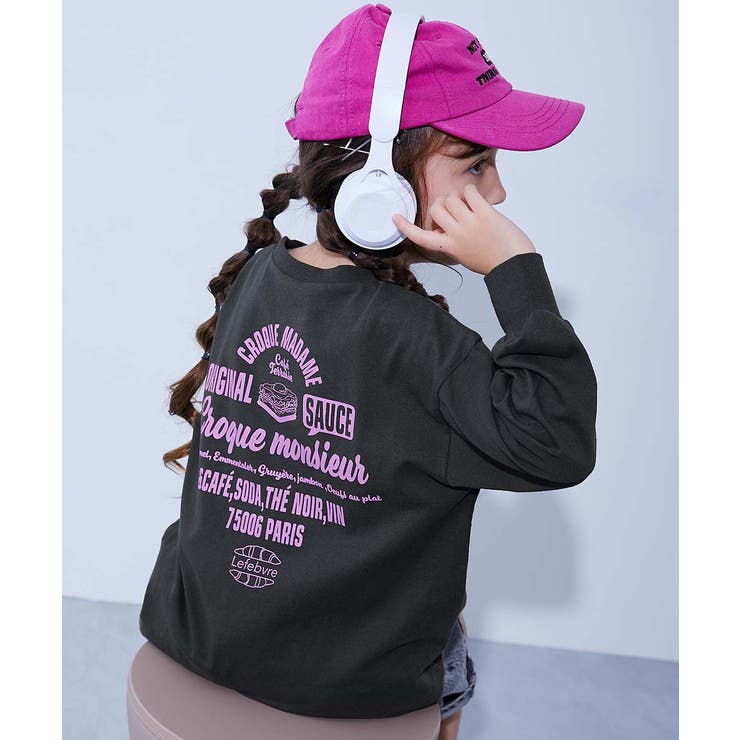 008-ロゴ2-スミクロ | 綿100％ デビラボガールズ BIGシルエットプリント袖リブ長袖Tシャツ | devirock