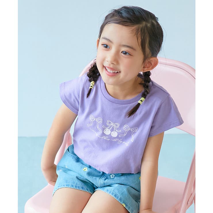 009-チェリー‐Sバイオレット | 綿100％ デビラボ プリントチュニックTシャツ | devirock