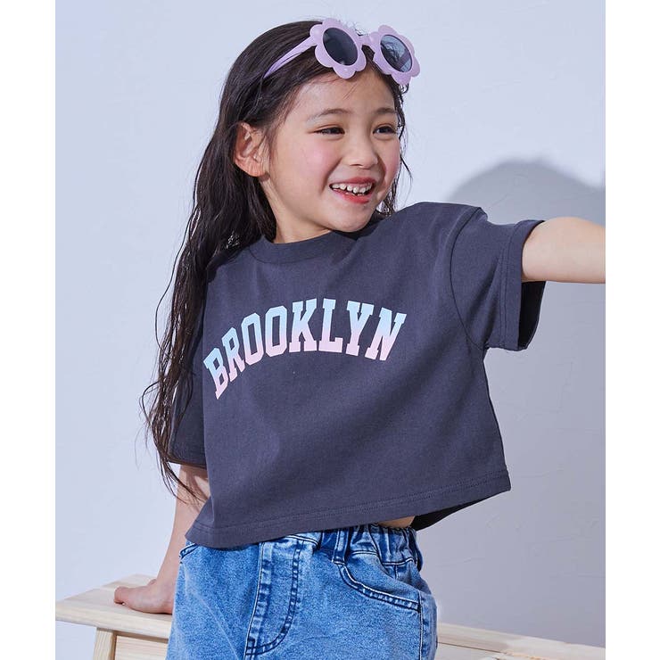 002-ロゴ-スミクロ | 綿100％ デビラボガールズ クロップド丈プリント半袖Tシャツ | devirock