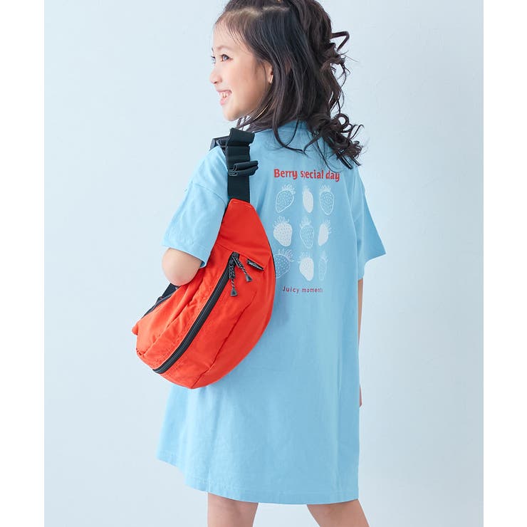 004-いちご-クリアブルー | 綿100％ デビラボ BIGシルエット半袖ワンピース | devirock