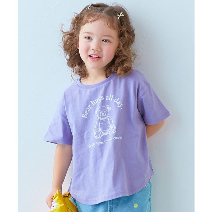 010-ベア‐Sバイオレット | 綿100％ デビラボガールズ プリント半袖Tシャツ | devirock