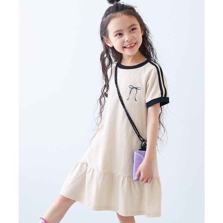 アイボリー | サイドライン ティアード 半袖ワンピース | devirock