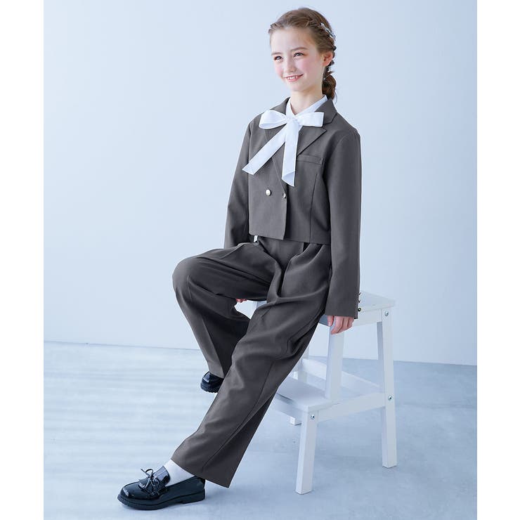 002-チャコール | フォーマル ガールズ ロングパンツ | devirock