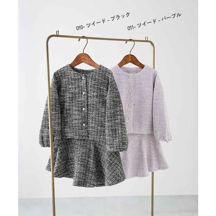 フォーマル ガールズノーカラー ツイードセットアップ | devirock | 詳細画像2 