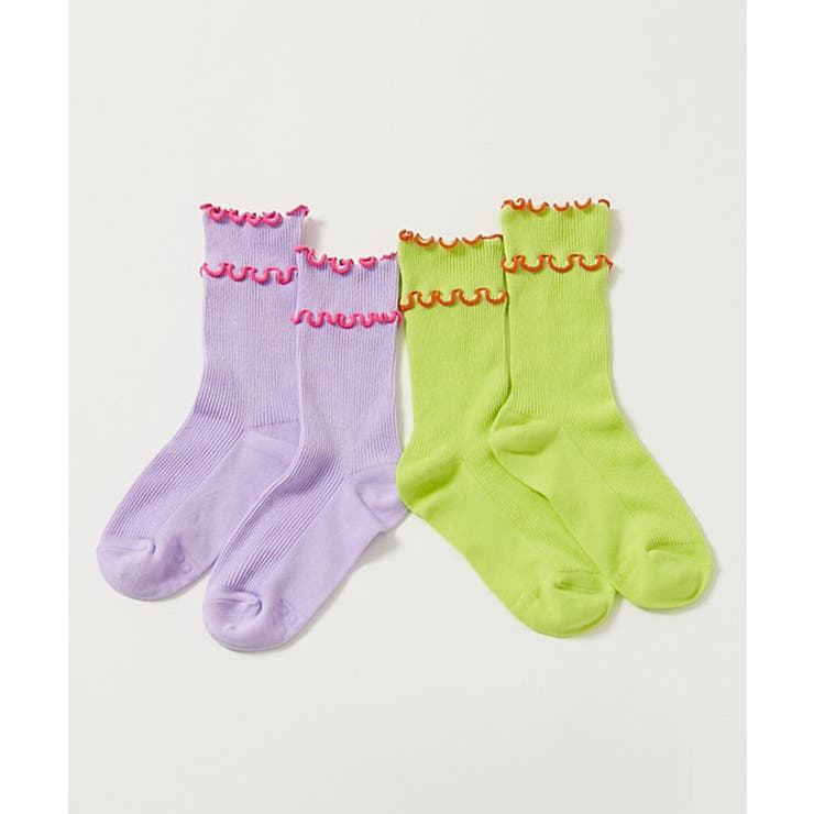 004-マルチ4 | 2足セット ネオンカラー メロウリブソックス | devirock