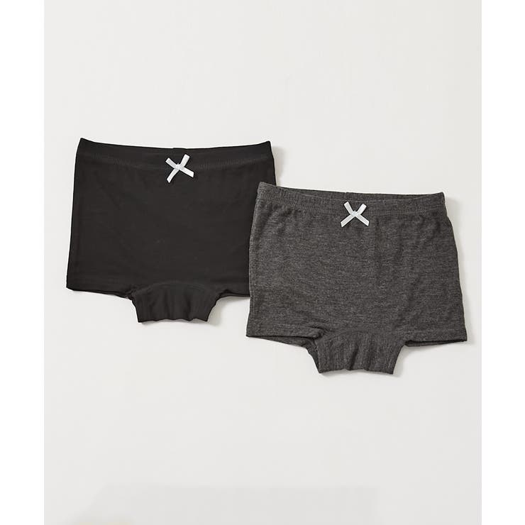 001-ブラック-杢チャコール | 肌当たりのいい ガールズボクサーパンツ 2枚セット | devirock