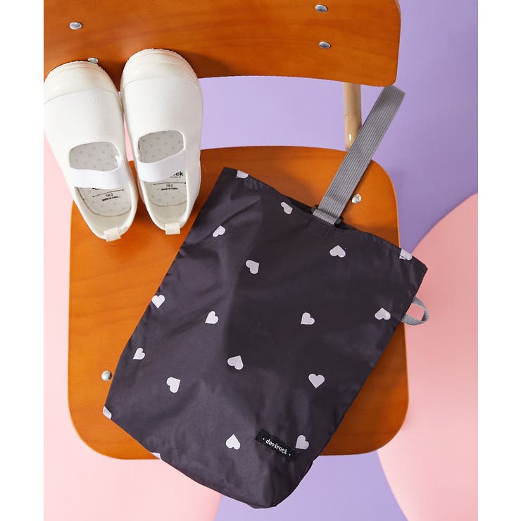002-ブラック | ハートデザイン シューズバッグ 子供服 | devirock