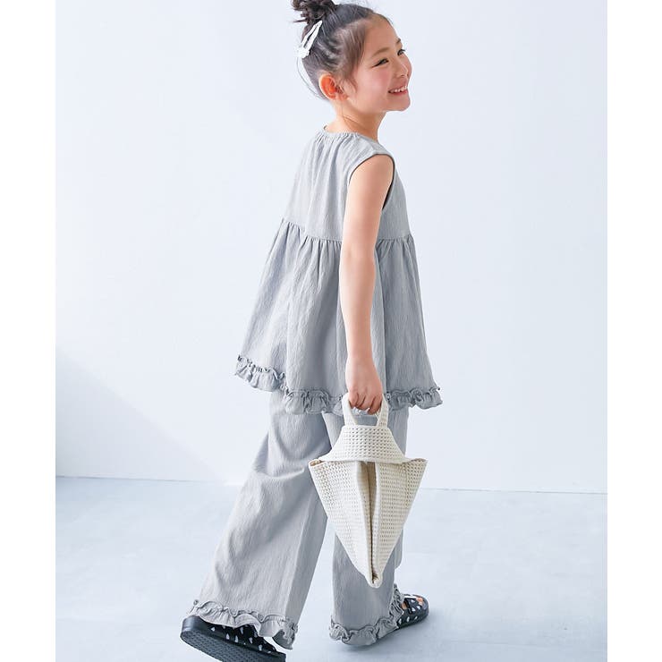 ストーンブルー | 着心地やわらか フリルデザイン セットアップ | devirock