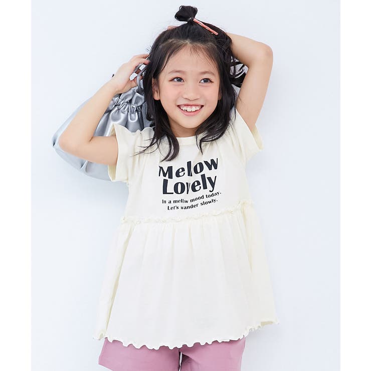 オフホワイト | ふわっとAライン ロゴプリント 半袖チュニック | devirock