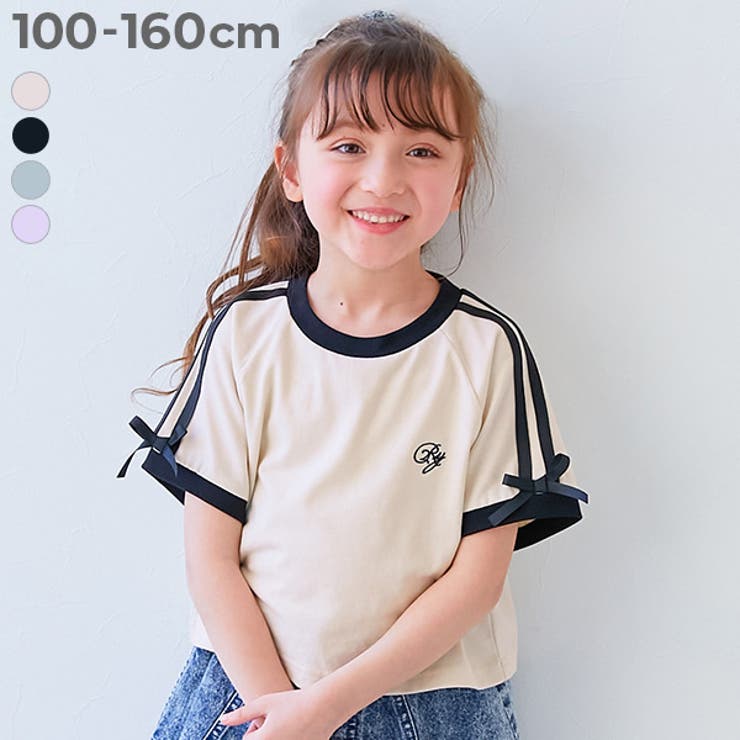 リボン付き サイドライン ミニ丈半袖Tシャツ | devirock | 詳細画像1 
