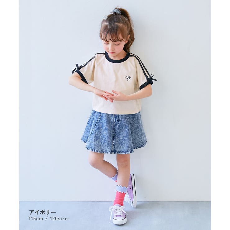 リボン付き サイドライン ミニ丈半袖Tシャツ | devirock | 詳細画像3 