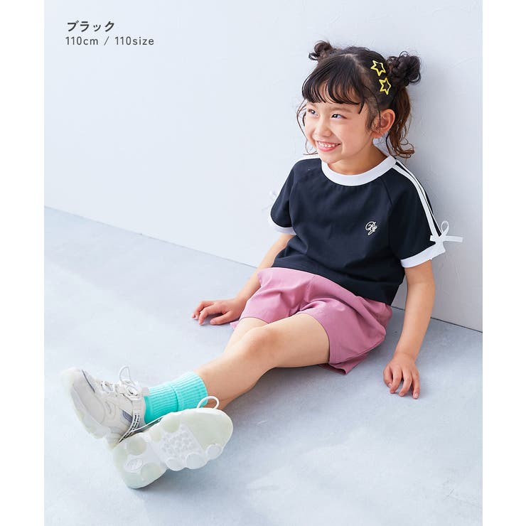リボン付き サイドライン ミニ丈半袖Tシャツ | devirock | 詳細画像4 