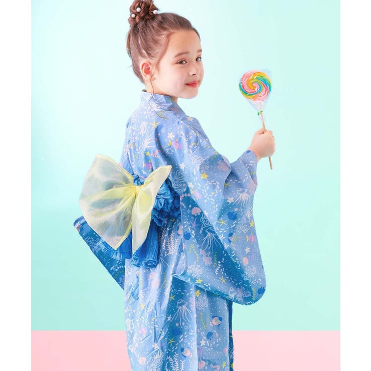 001-シェル-ダスティブルー | ふわっと立体2重帯 1人でも着られる着付け簡単 すぽっとワンピース型浴衣 | devirock