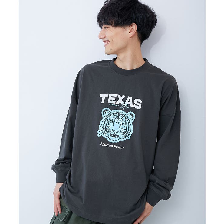 001-TEXAS-スミクロ | 綿100％大人デビラボ プリント袖リブ長袖Tシャツ 子供服 | devirock