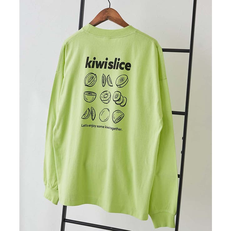 005-キウイ-LYグリーン | 綿100％大人デビラボ プリント袖リブ長袖Tシャツ 子供服 | devirock
