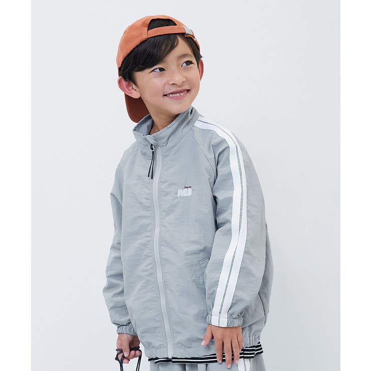 013-ライン-ストーンブルー | 水はじく撥水ナイロン ライントラックジャケット セットアップ可能 | devirock