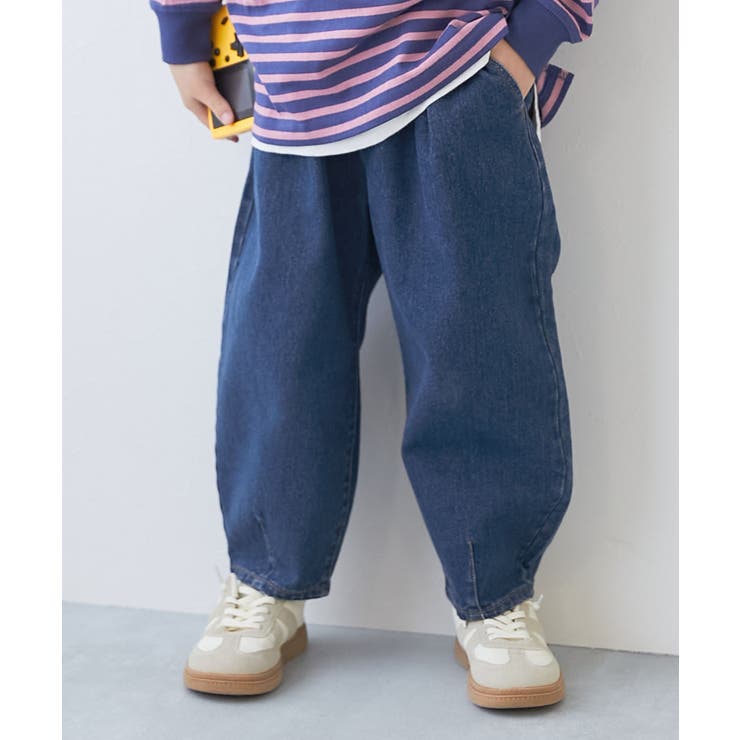 ネイビー | ストレッチデニム ルーズタックパンツ 子供服 | devirock