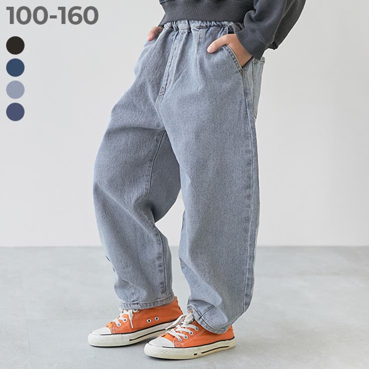 ストレッチデニム ルーズタックパンツ 子供服 | devirock | 詳細画像1 