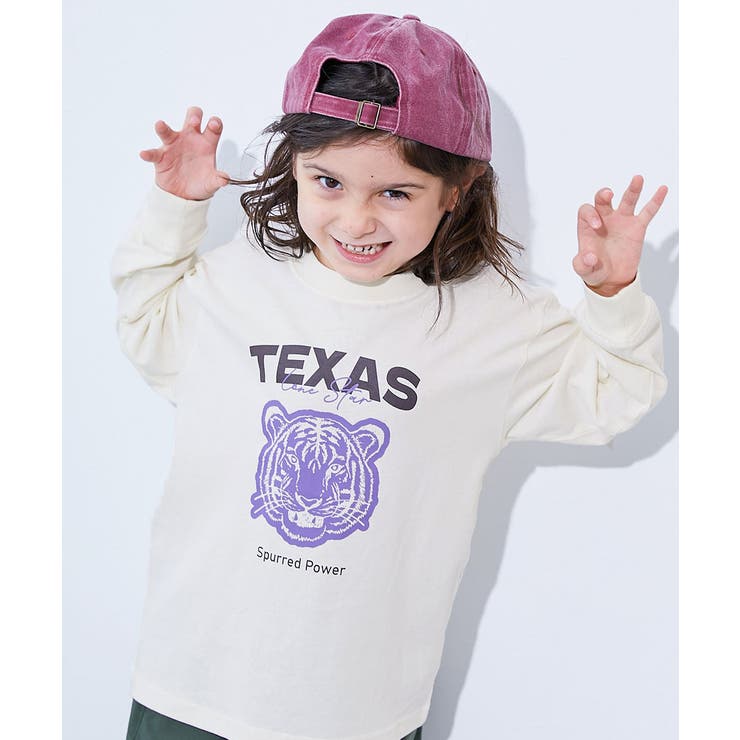 002-TEXAS-オフホワイト | 綿100%デビラボ BIGシルエット プリント袖リブ長袖Tシャツ | devirock