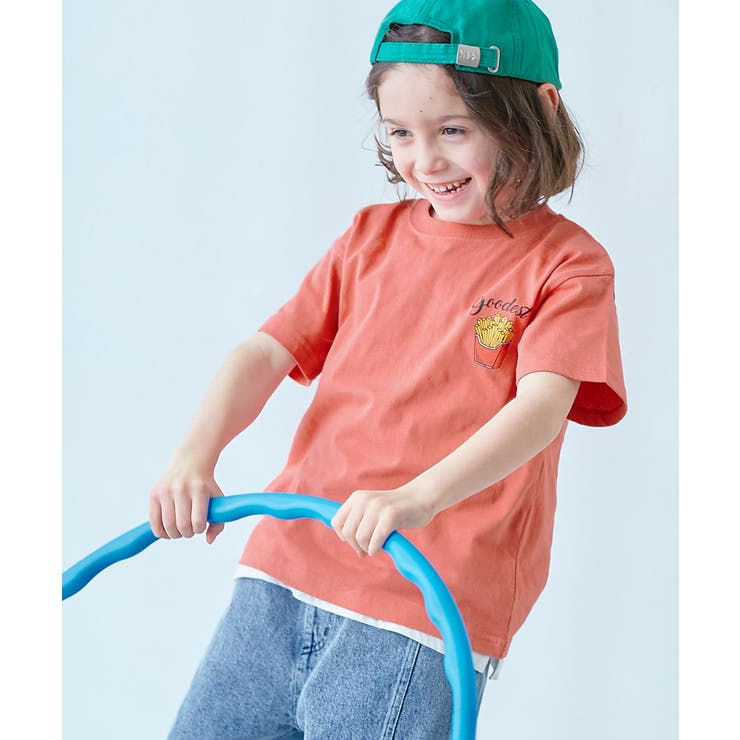 002-ポテト-ソフトコーラル | 綿100％デビラボ BOXシルエット プリント半袖Tシャツ | devirock