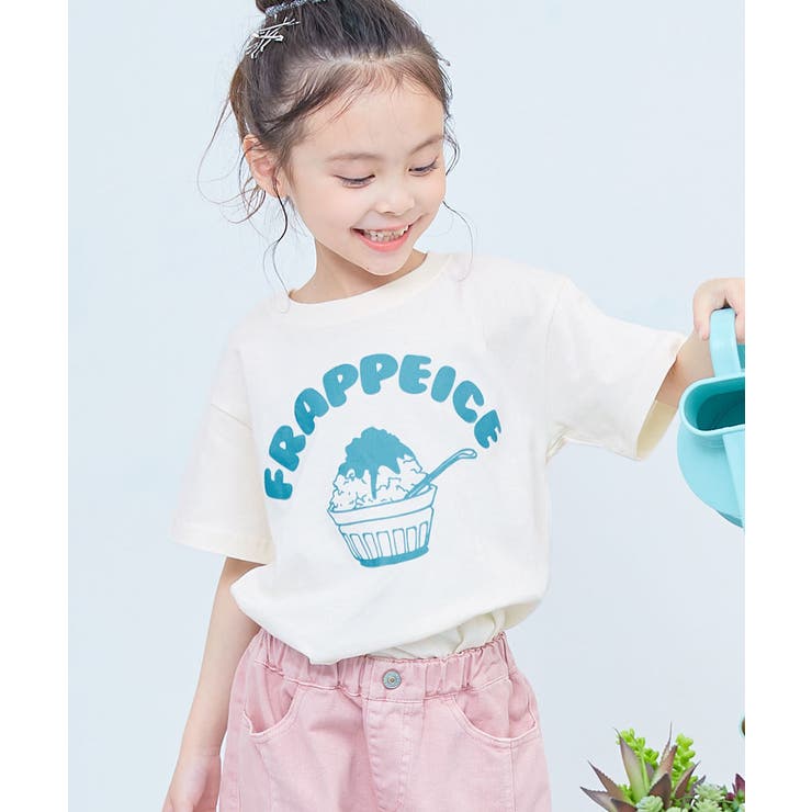 004-かき氷-オフホワイト | 綿100％デビラボ BOXシルエット プリント半袖Tシャツ | devirock