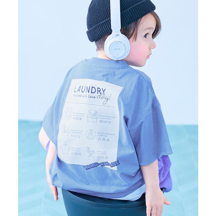 010-ランドリー-ソフトブルー | イージーウォッシュ防汚 デビラボBIGシルエット プリント半袖Tシャツ | devirock