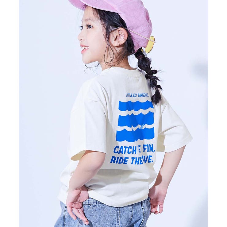 014-サメ‐オフホワイト | 綿100％デビラボ BIGシルエット プリント半袖Tシャツ | devirock