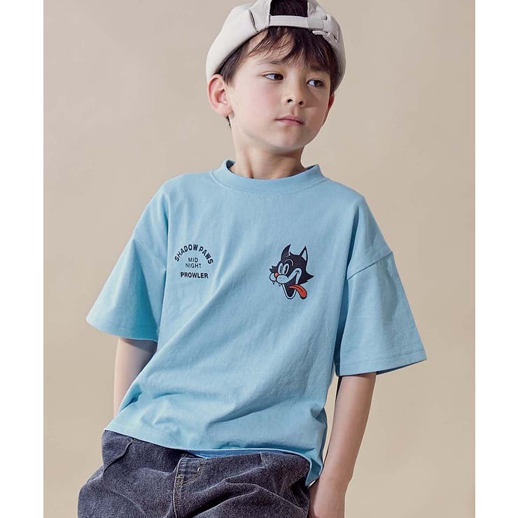 004-クロネコ‐クリアブルー | 綿100％デビラボ BIGシルエット プリント半袖Tシャツ | devirock