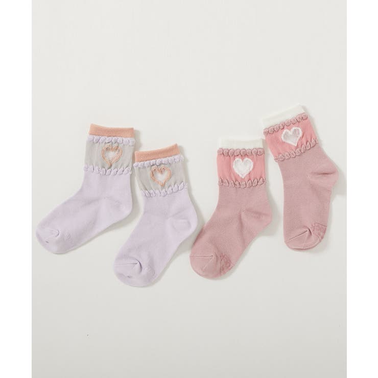 031-シースルーハート | 2足セット ガールズデザインソックス 子供服 | devirock