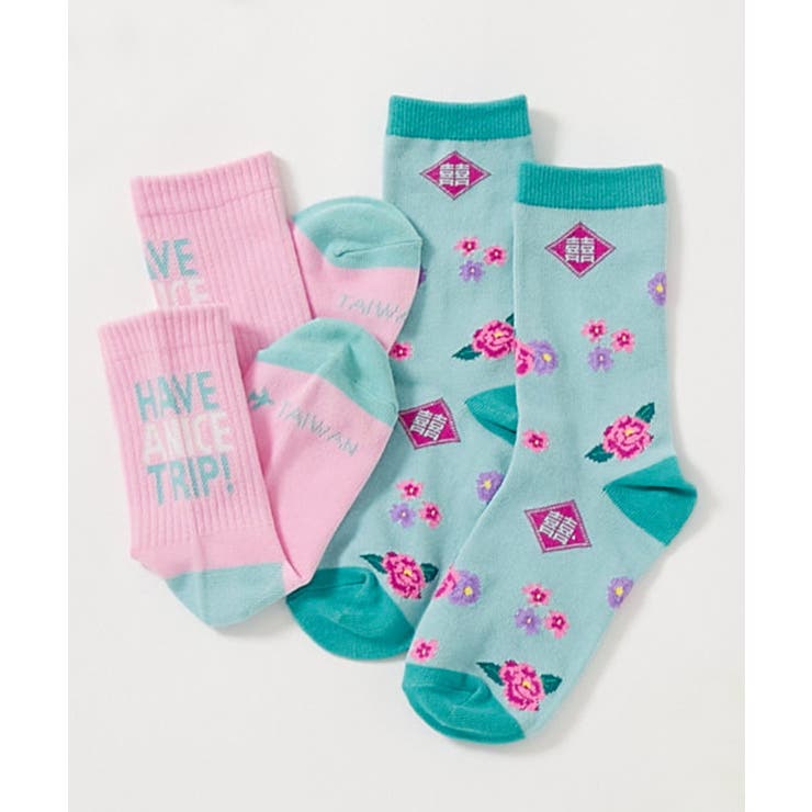 002-台湾 | 旅するデビロック モチーフソックス 2足セット | devirock