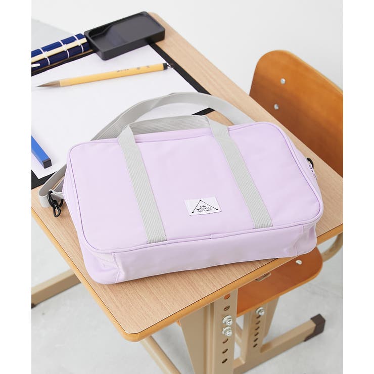 004-ライラック | メッシュ切り替え バイカラー 書道バッグ(ショルダーストラップ付き) | devirock