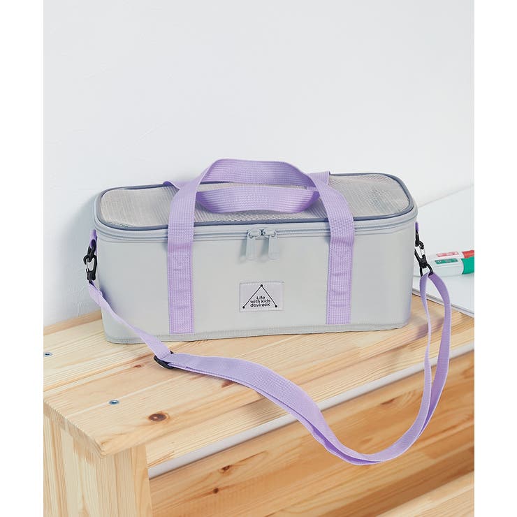 003-Lグレー | メッシュ切り替え バイカラー 絵の具バッグ(ショルダーストラップ付き) | devirock