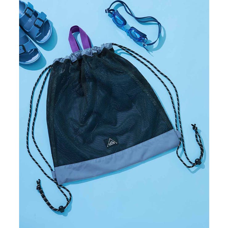 ブルーグレー | 中身が見えにくい配色 メッシュプールバッグ ナップサック | devirock