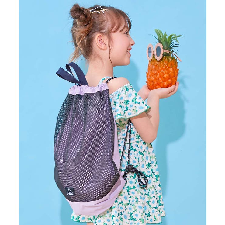 Sバイオレット | 中身が見えにくい配色 メッシュプールバッグ ナップサック | devirock