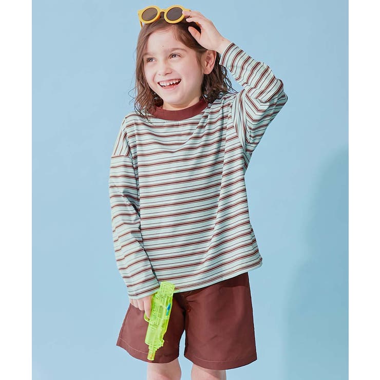 002-ブルー系-長袖 | devirock×えぬくんちゃんねる えらべる袖丈 ボーダーラッシュガード＆サー… | devirock