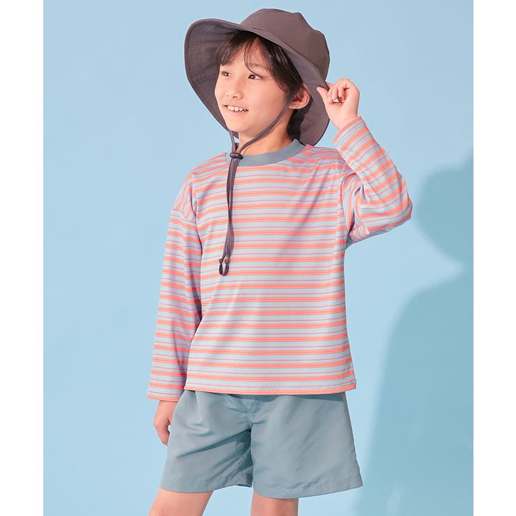 011-オレンジ系-長袖 | devirock×えぬくんちゃんねる えらべる袖丈 ボーダーラッシュガード＆サー… | devirock