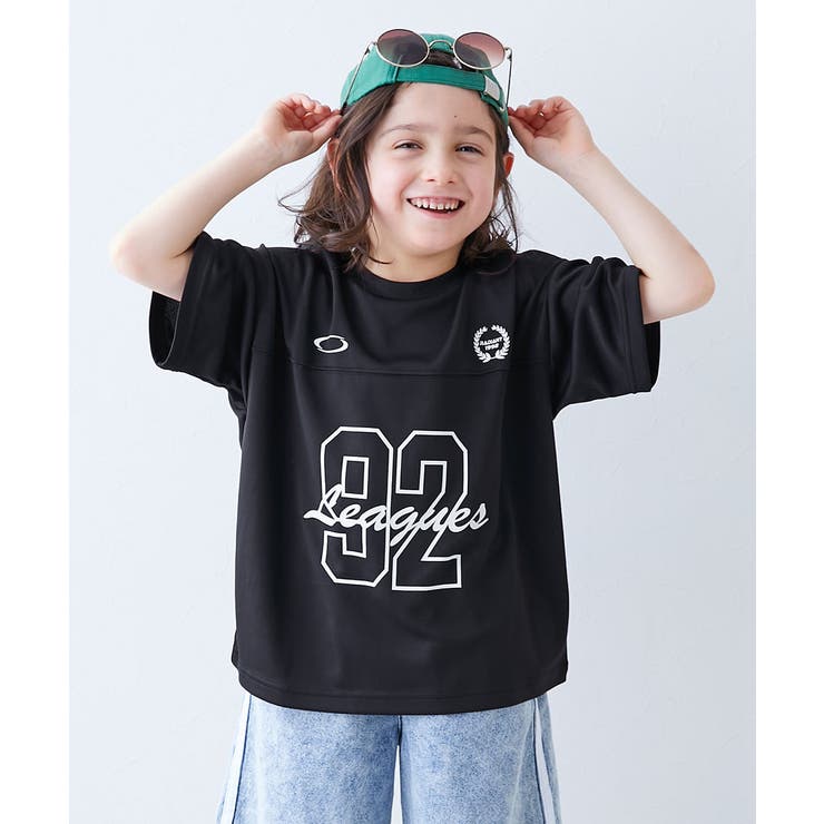 ブラック | 涼感サラッとメッシュ BIGシルエット ナンバリングプリント半袖Tシャツ | devirock