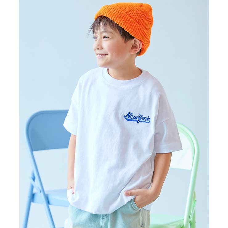 006-ロゴ-ホワイト | 綿100%お洗濯してもよれにくい ワンポイント刺繍 ビッグシルエット半袖Tシャツ | devirock