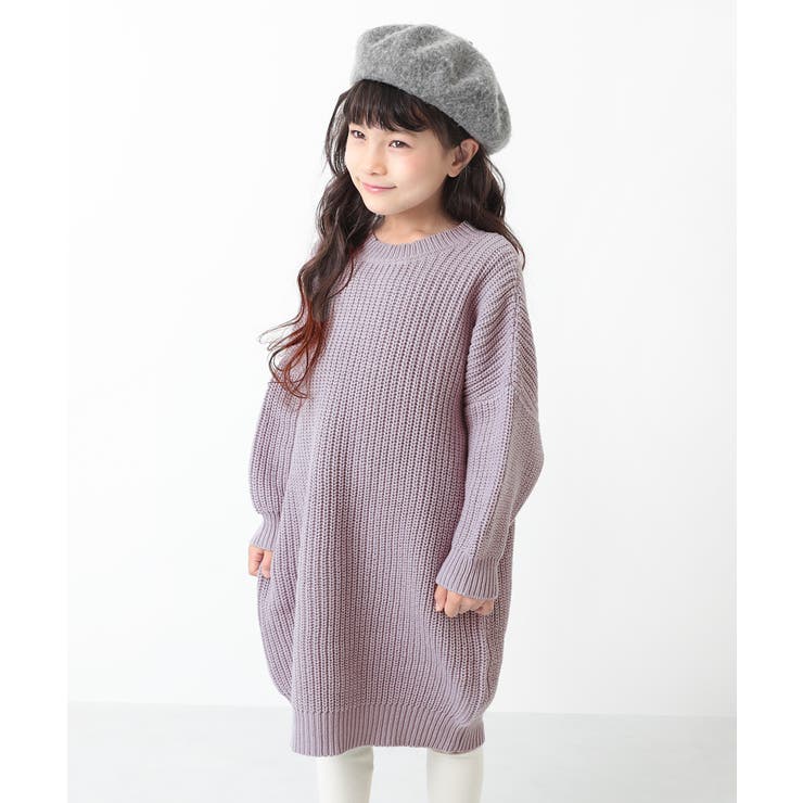 畦編みニットワンピース 女の子 長袖 品番 Vr Devirock デビロック のキッズファッション通販 Shoplist ショップリスト