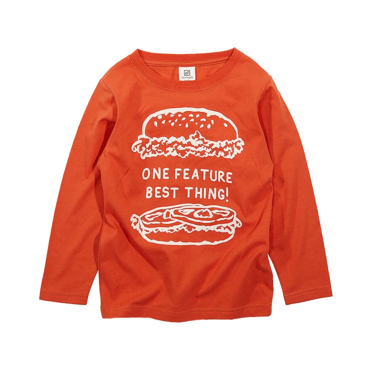 045-Dオレンジ | デビラボ プリント長袖Tシャツ 子供服 | devirock