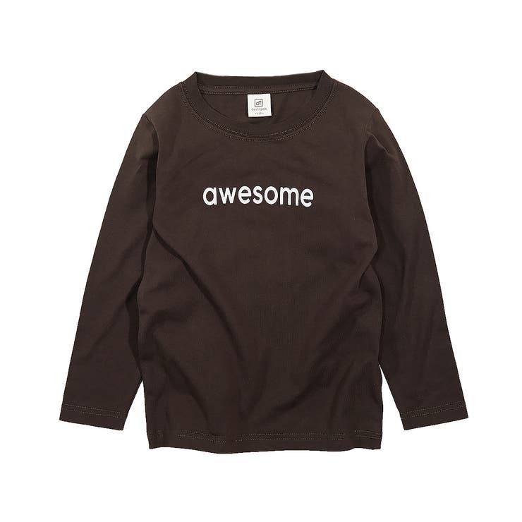 048-Dブラウン | デビラボ プリント長袖Tシャツ 子供服 | devirock