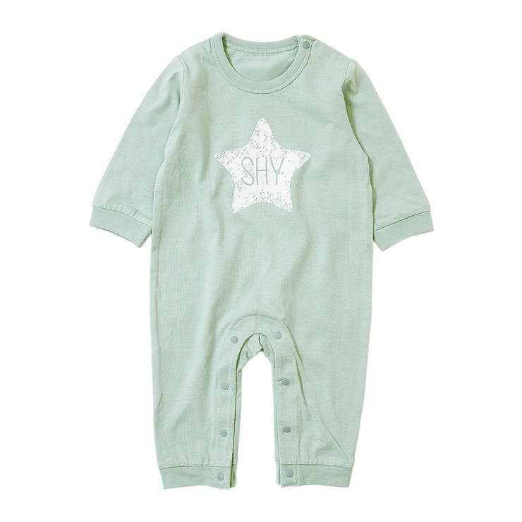 015-サックスブルー | デビラボ プリント長袖ロンパース 子供服 | devirock