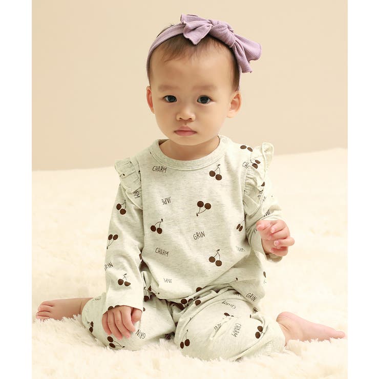 005-オートミール | ガールズベビー 長袖ルームウェア 子供服 | devirock