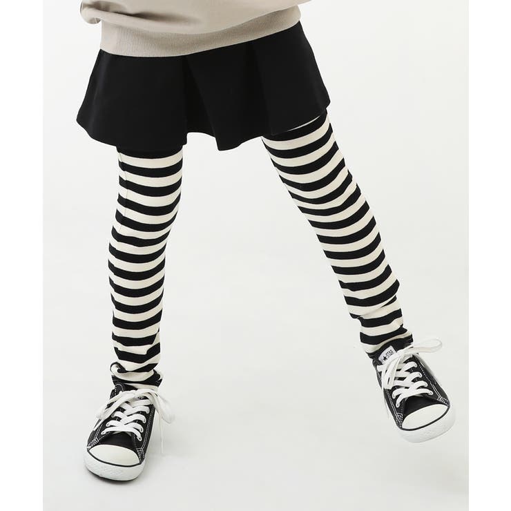 ブラック | 10分丈ボーダースカッツ 子供服 キッズ | devirock